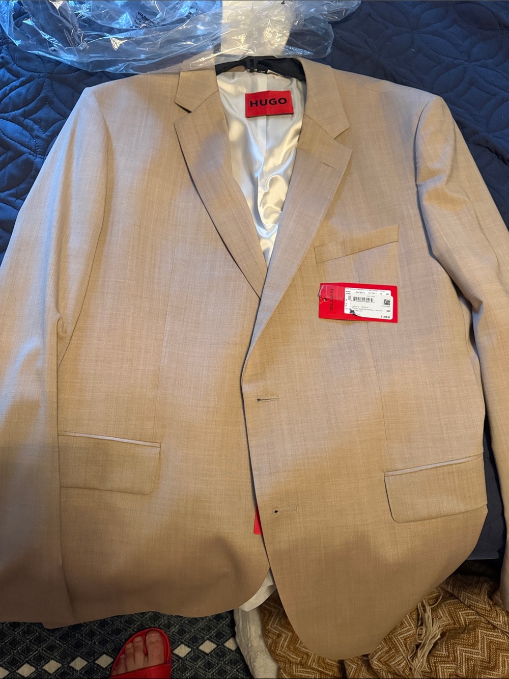 HUGO Men's Light Beige Single-Breasted Blazer